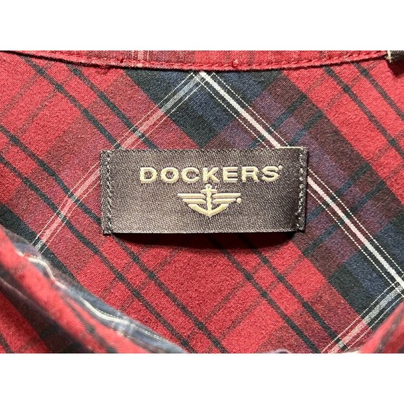 DOCKERS - Men's Long Sleeve Plaid Shirt - Burgundy - XXL - Picture 8 of 14